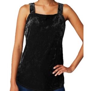 J. Jill Top XL Black Crushed Stretch Velvet Luxe 90s Minimalist Evening
